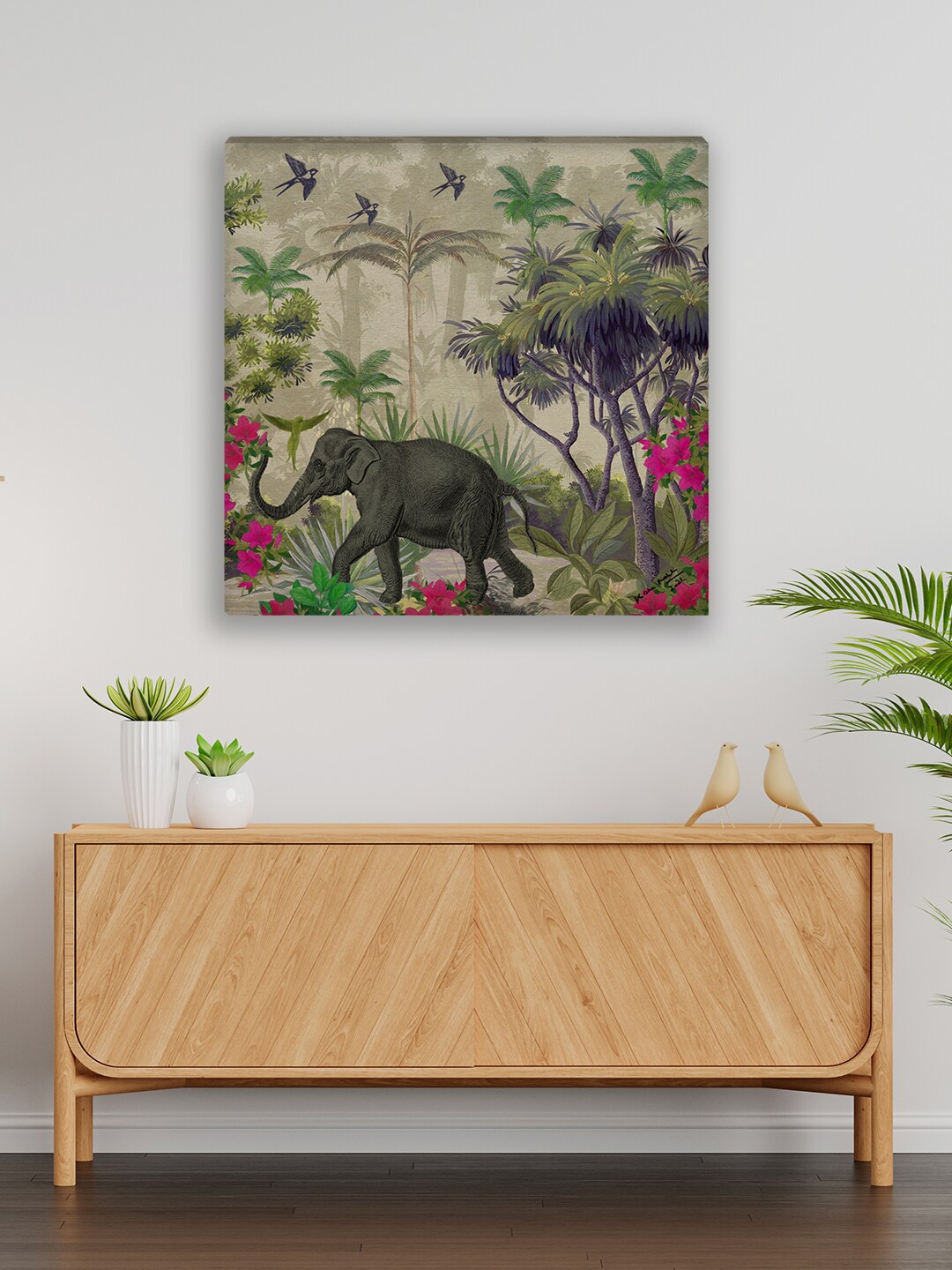 

India Circus by Krsnaa Mehta Green & Grey Printed Manoeuvres In The Nature Wall Art
