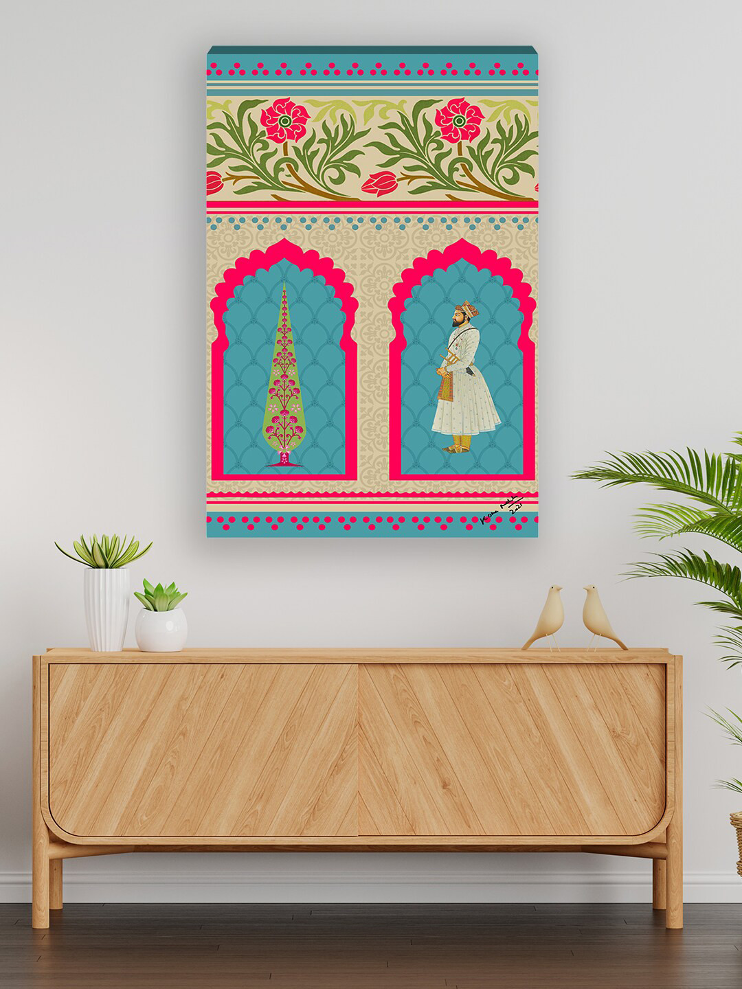 

India Circus by Krsnaa Mehta Pink & Turquoise Regal fluorescence Wall Art, Turquoise blue