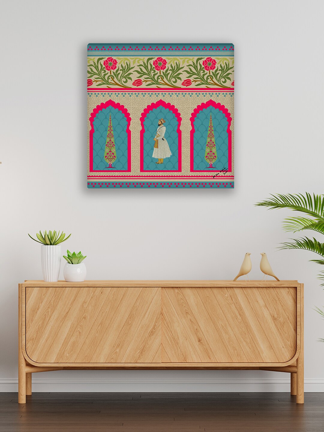 

India Circus by Krsnaa Mehta Green & Beige Printed Regal Fluorescence Wall Art