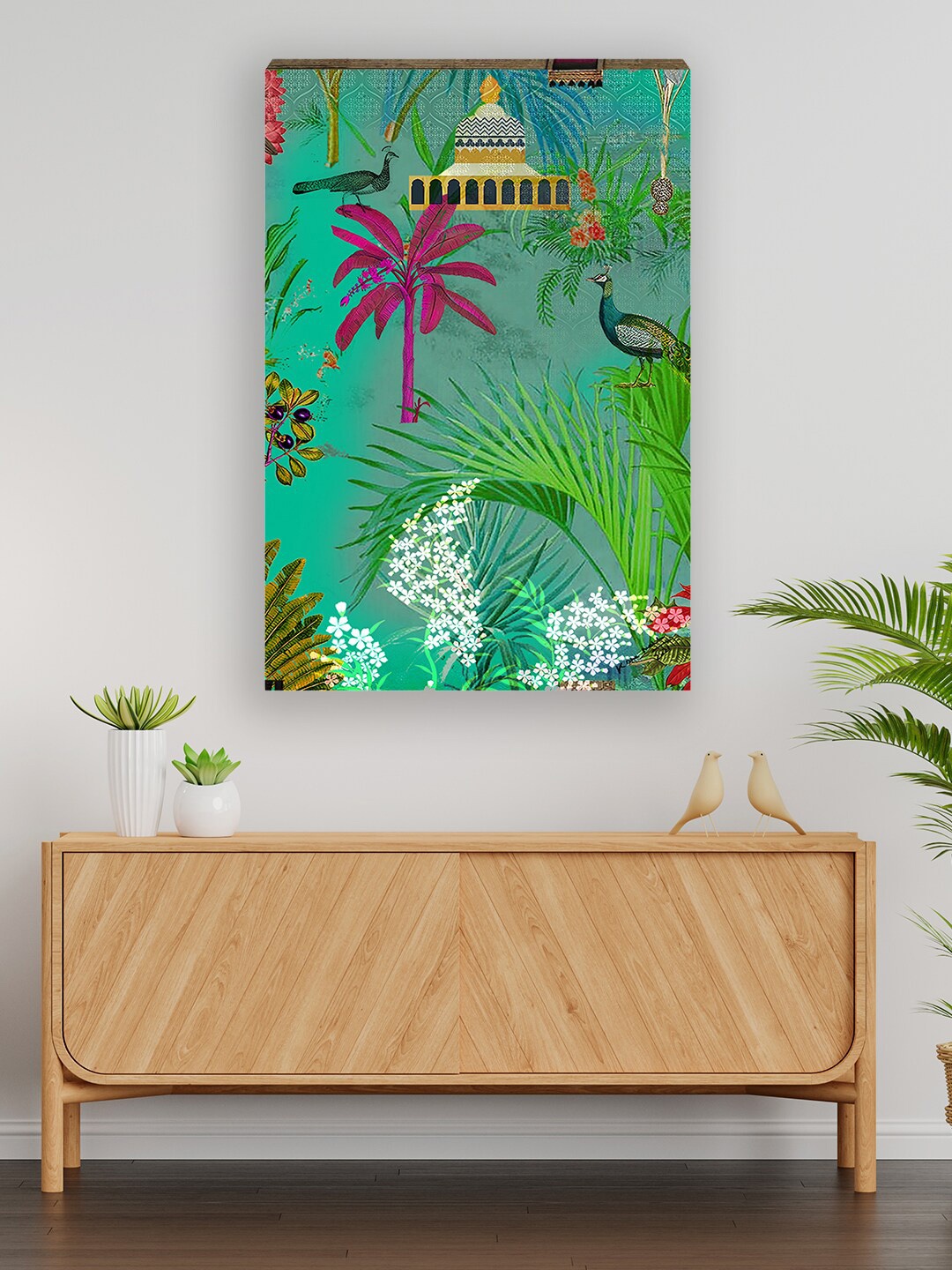 

India Circus by Krsnaa Mehta Green & Magenta The Peacock Throne Canvas Wall Art