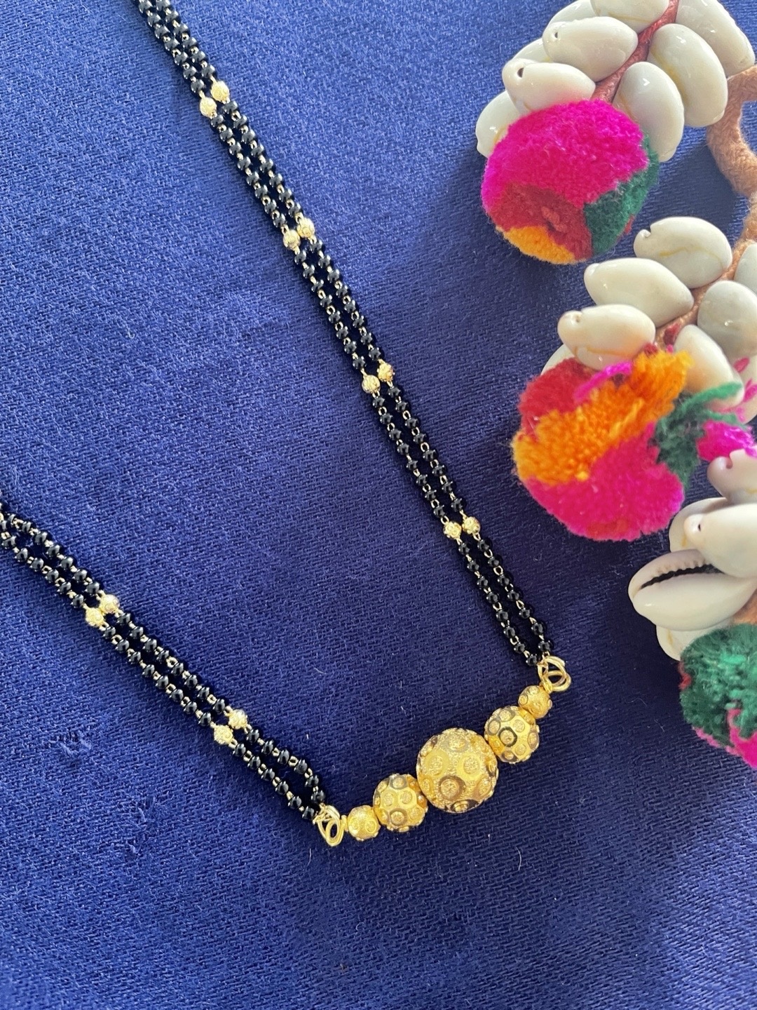 

Digital Dress Room Gold-Plated Black Beaded Mangalsutra