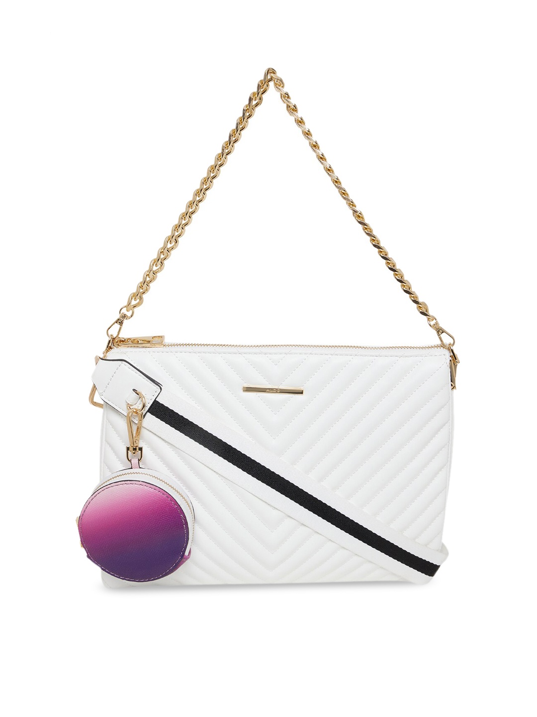 

ALDO White Structured Sling Bag with Quilted