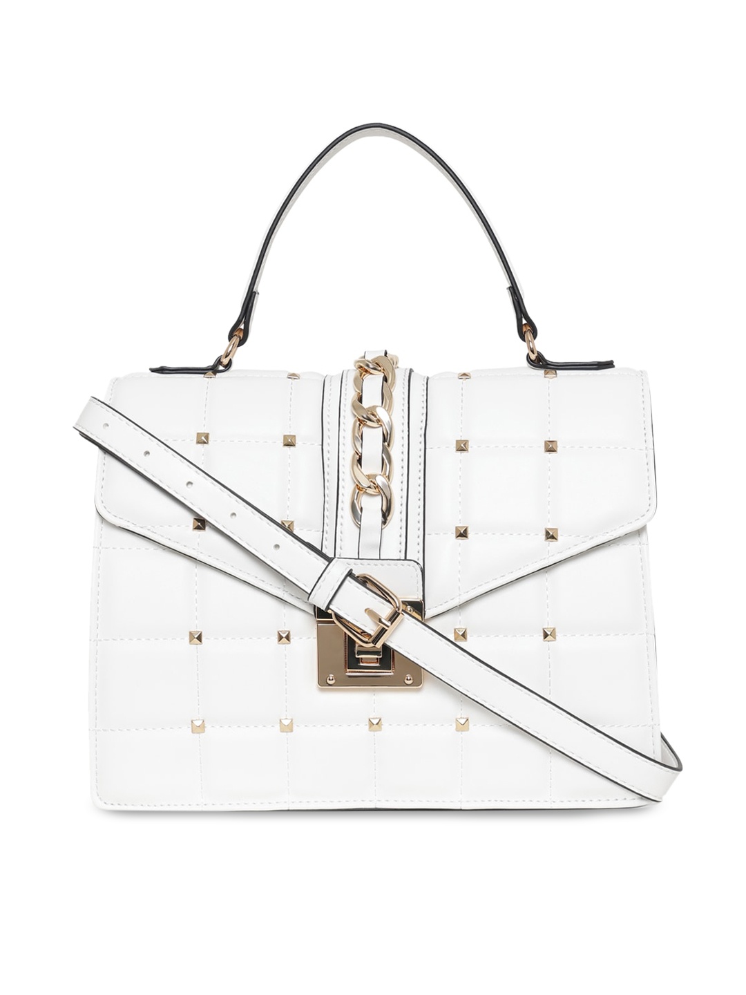 

ALDO White Embellished Structured Satchel Bag