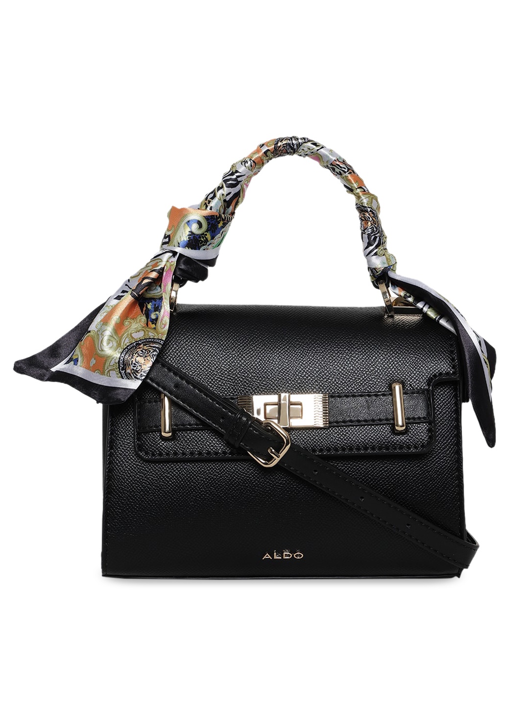 

ALDO Black Structured Satchel with Tasselled