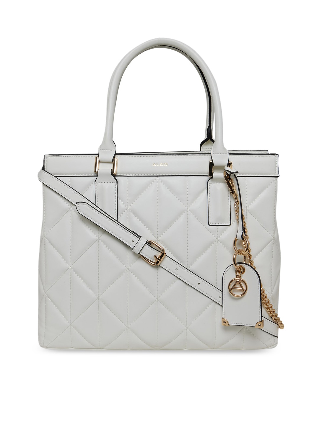 

ALDO White Structured Handheld Bag with Quilted