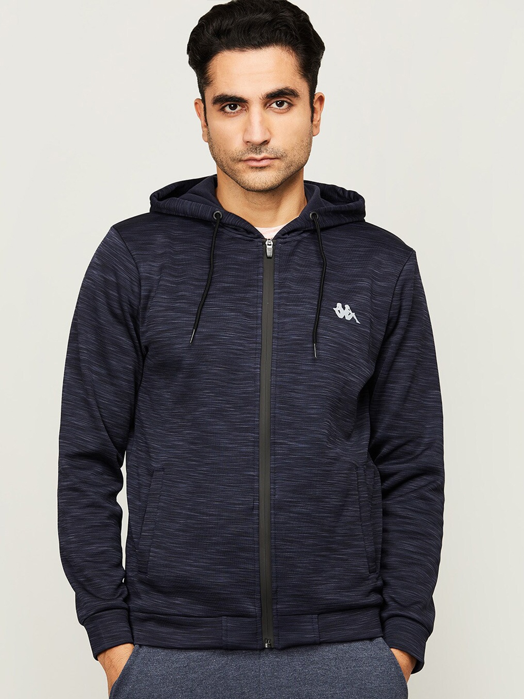 

Kappa Men Navy Blue Hooded Cotton Sweatshirt