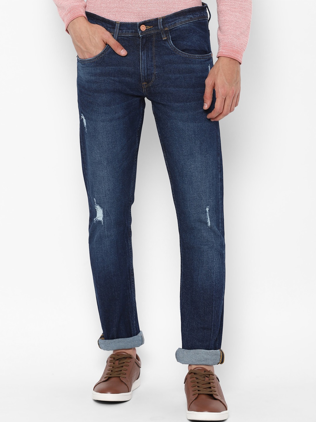 

Allen Solly Men Navy Blue Slim Fit Low Distress Light Fade Jeans