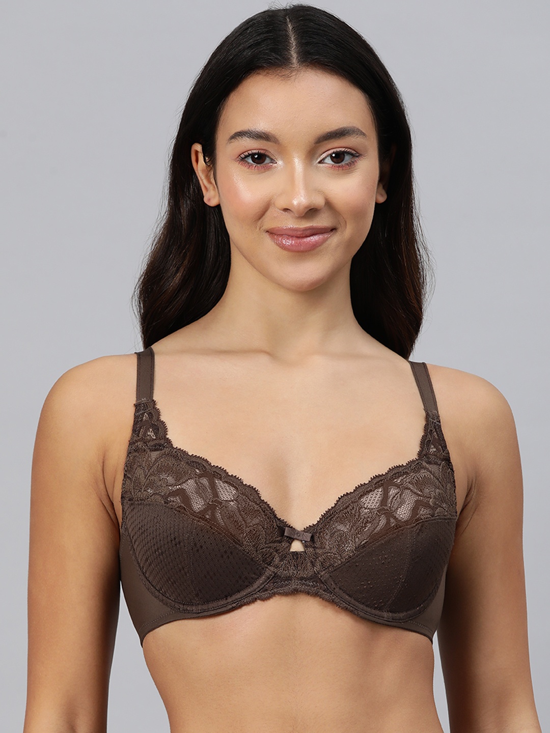 

Marks & Spencer Lace Detail Medium Coverage Minimizer Underwired Bra-T332711, Brown