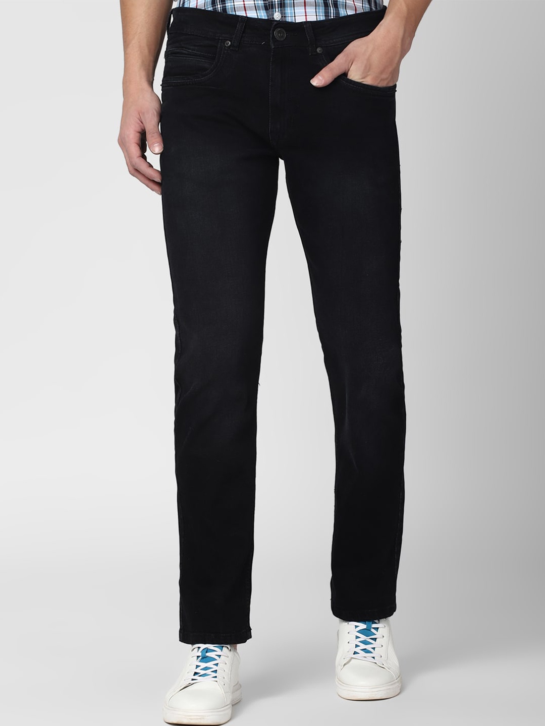 

Peter England Casuals Men Black Solid Mid-Rise Regular-Fit Jeans