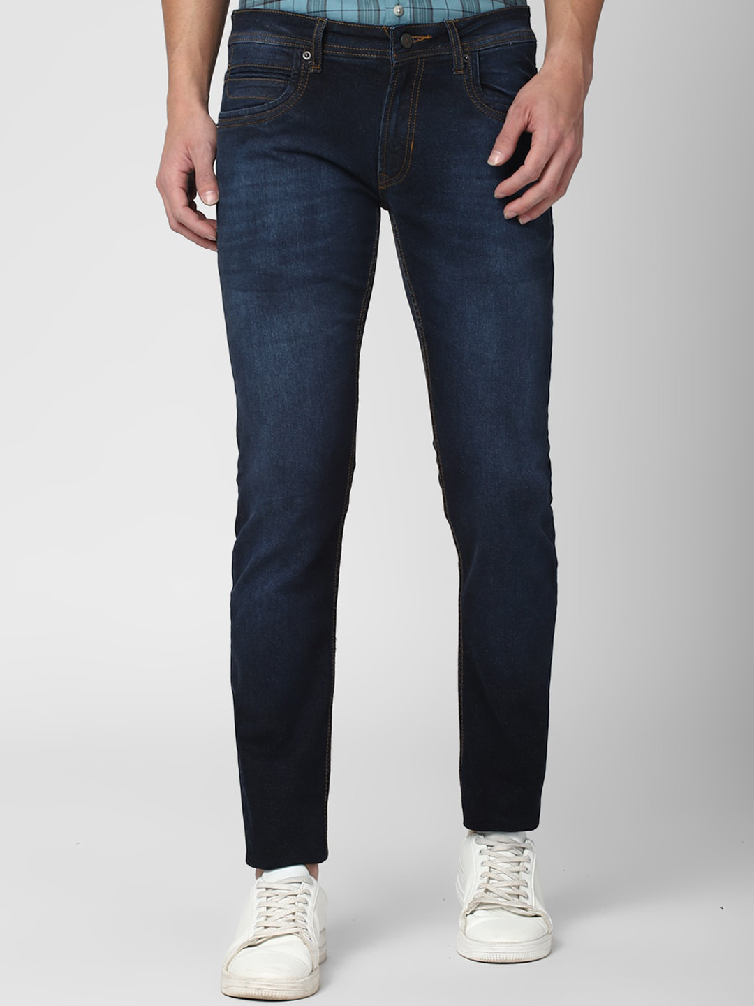 

Peter England Casuals Men Navy Blue Skinny Fit Light Fade Cotton Jeans