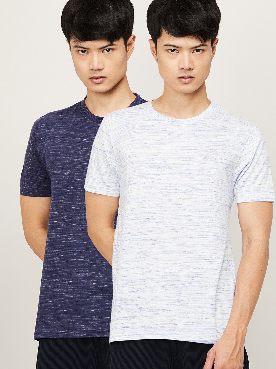 

Kappa Men Navy Pack of 2 Striped T-shirt, Navy blue