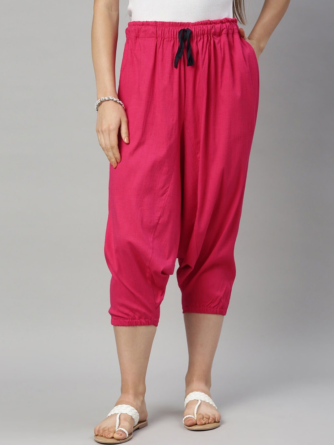 

Kryptic Women Rose-Coloured Solid Harem Pants