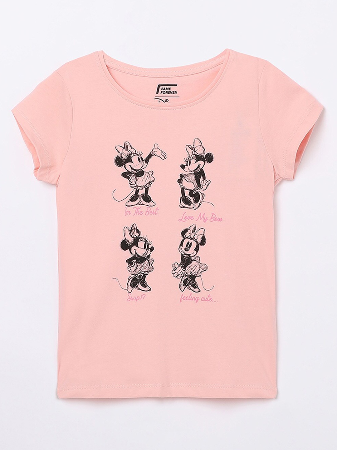 

Fame Forever by Lifestyle Pink Minnie Mouse Printed Pure Cotton Top