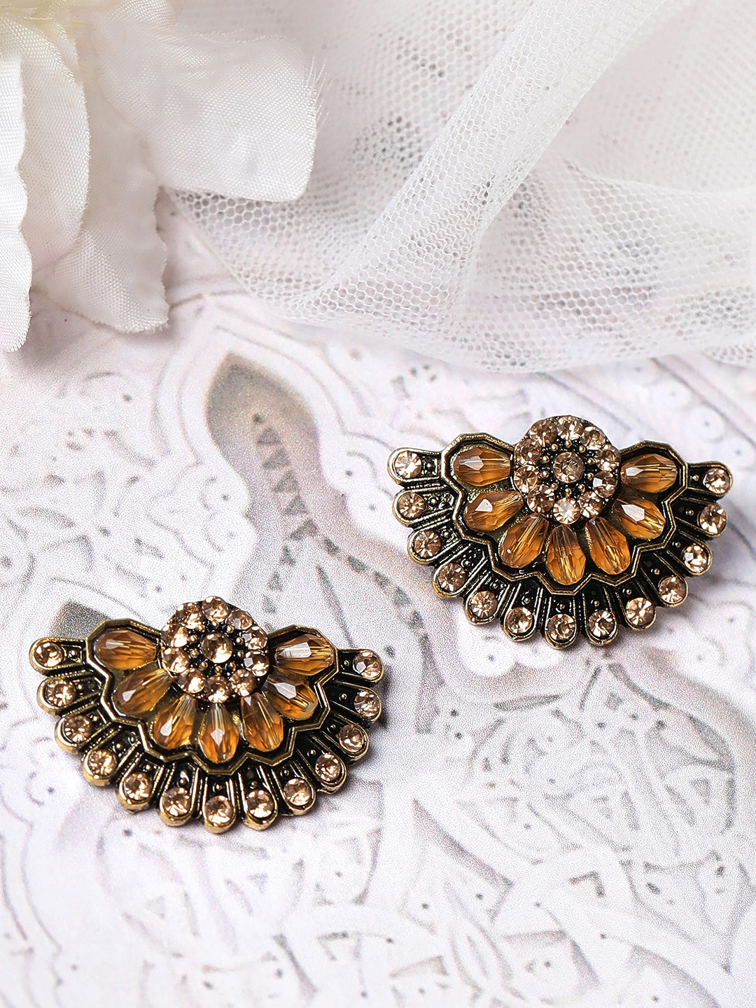 

Rubans Gold-Toned Floral Studs Earrings