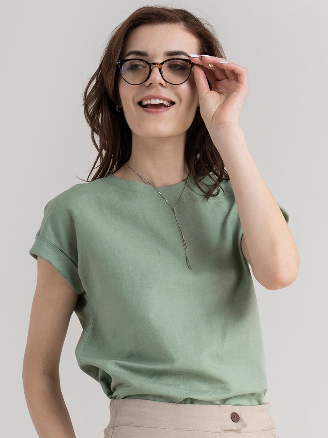 

FableStreet Green Solid Top