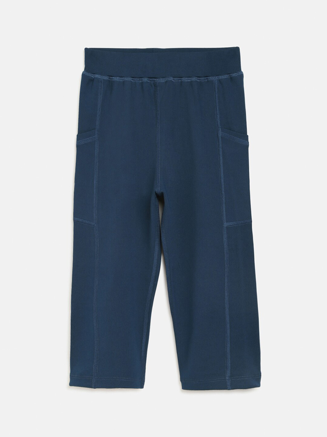 

CHIMPRALA Girls Navy Blue Solid Skinny Fit Sports Capris