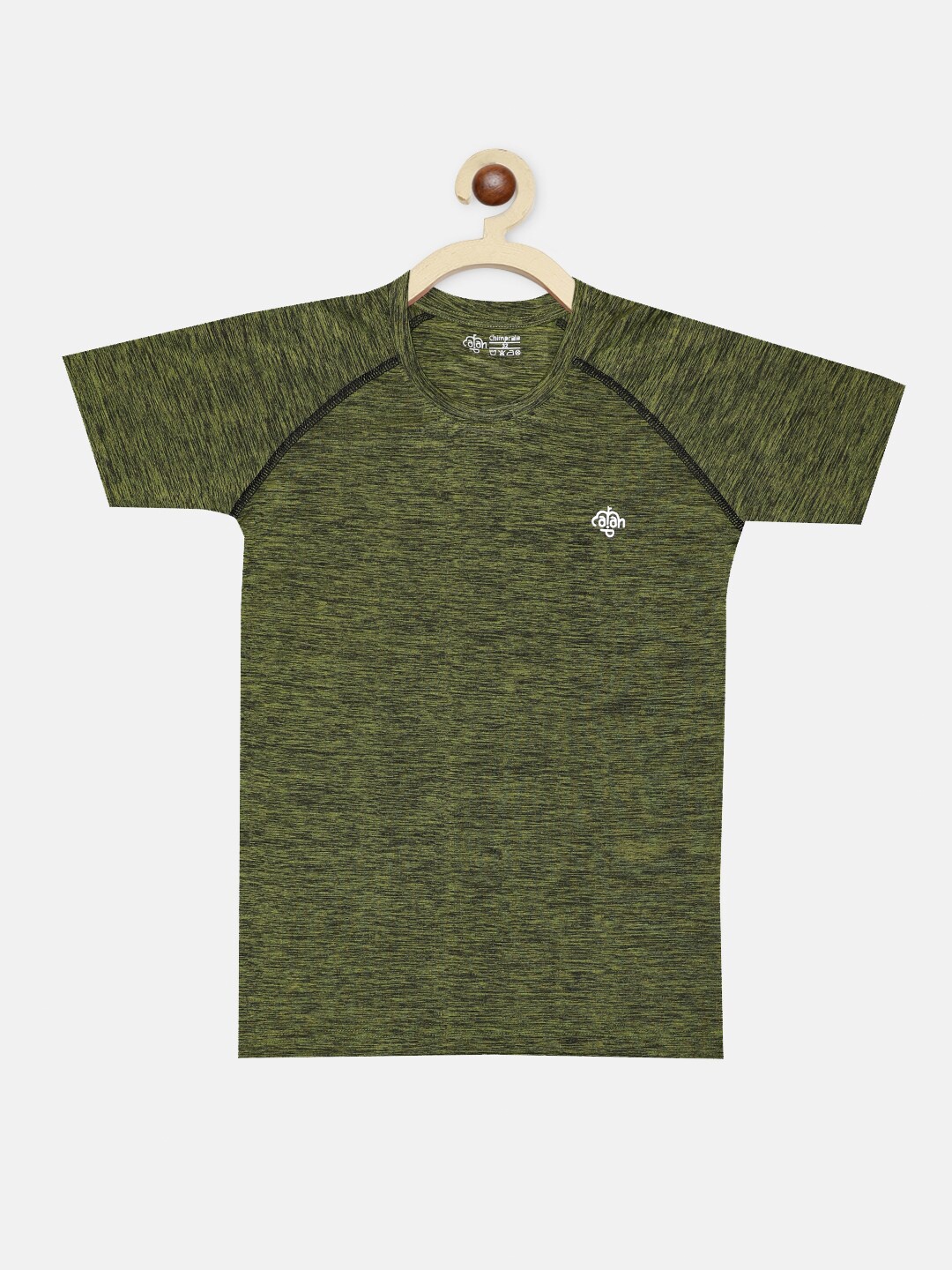 

CHIMPRALA Girls Olive Green Printed Running T-shirt