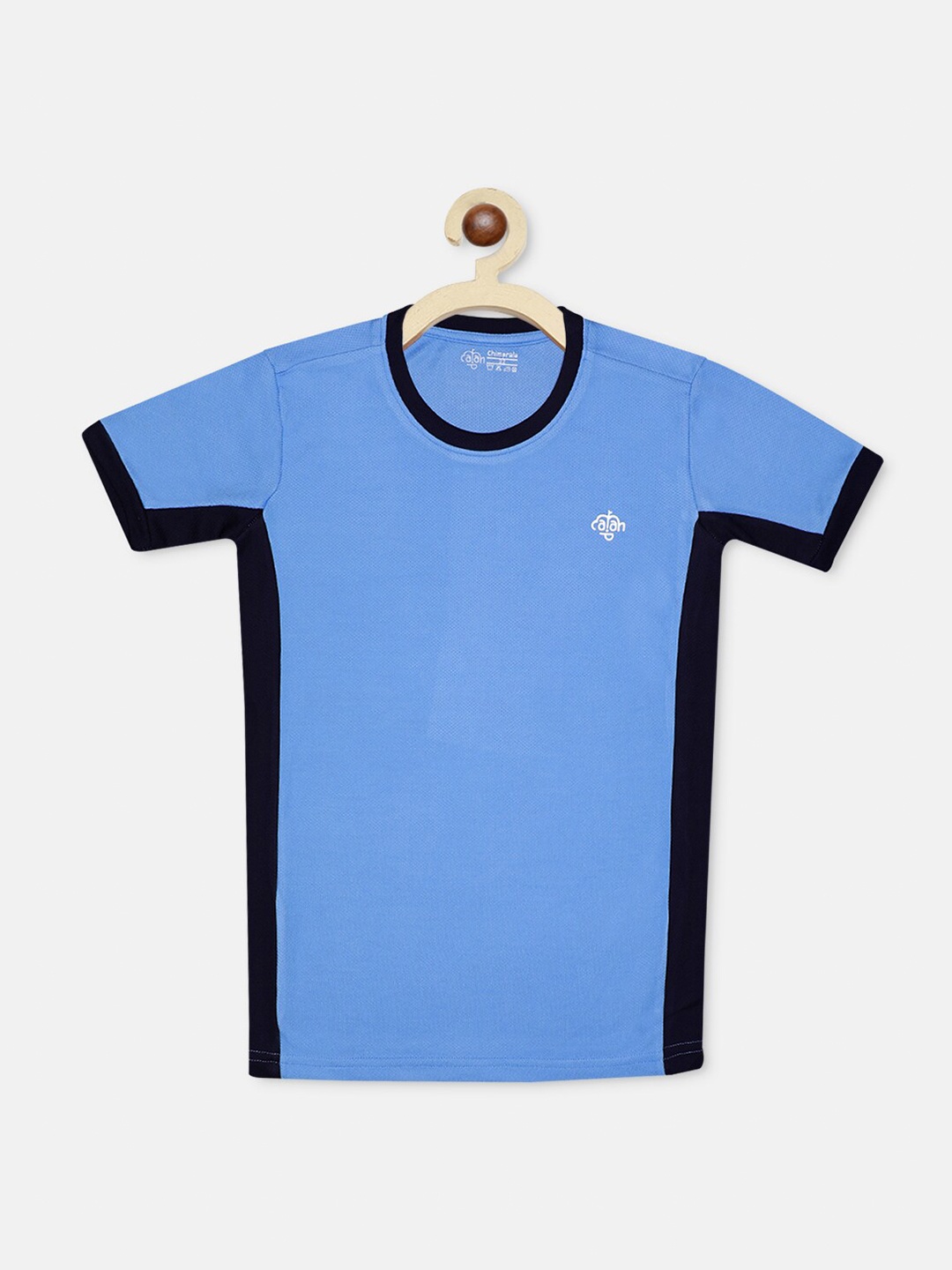 

CHIMPRALA Girls Blue & Black Colourblocked Running T-shirt