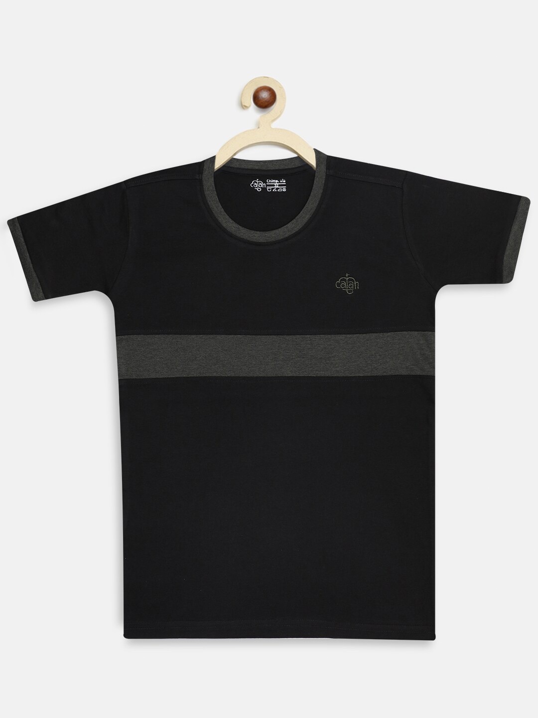 

CHIMPRALA Girls Black Striped Running T-shirt