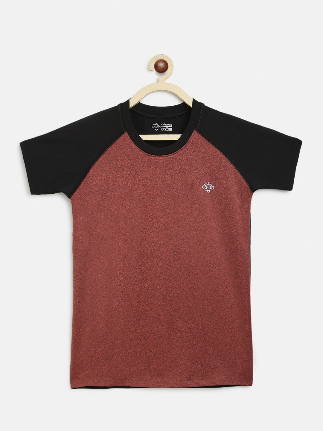 

CHIMPRALA Boys Rust & Black Colourblocked Outdoor T-shirt