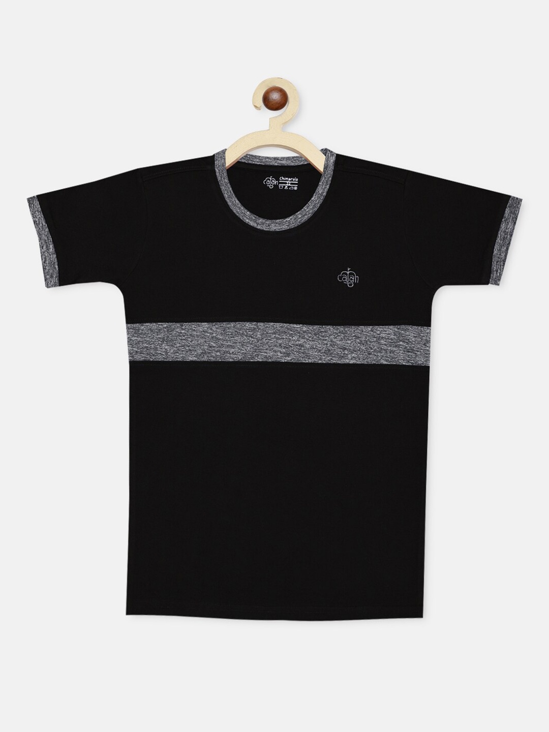 

CHIMPRALA Boys Black & Grey Colourblocked Round Neck T-shirt