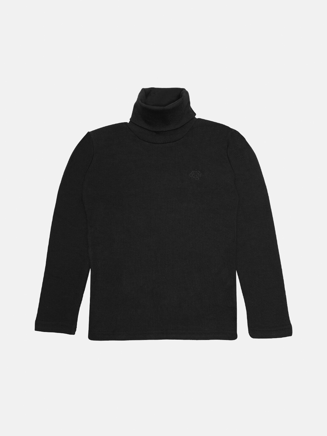 

CHIMPRALA Boys Black High Neck Cotton T-shirt