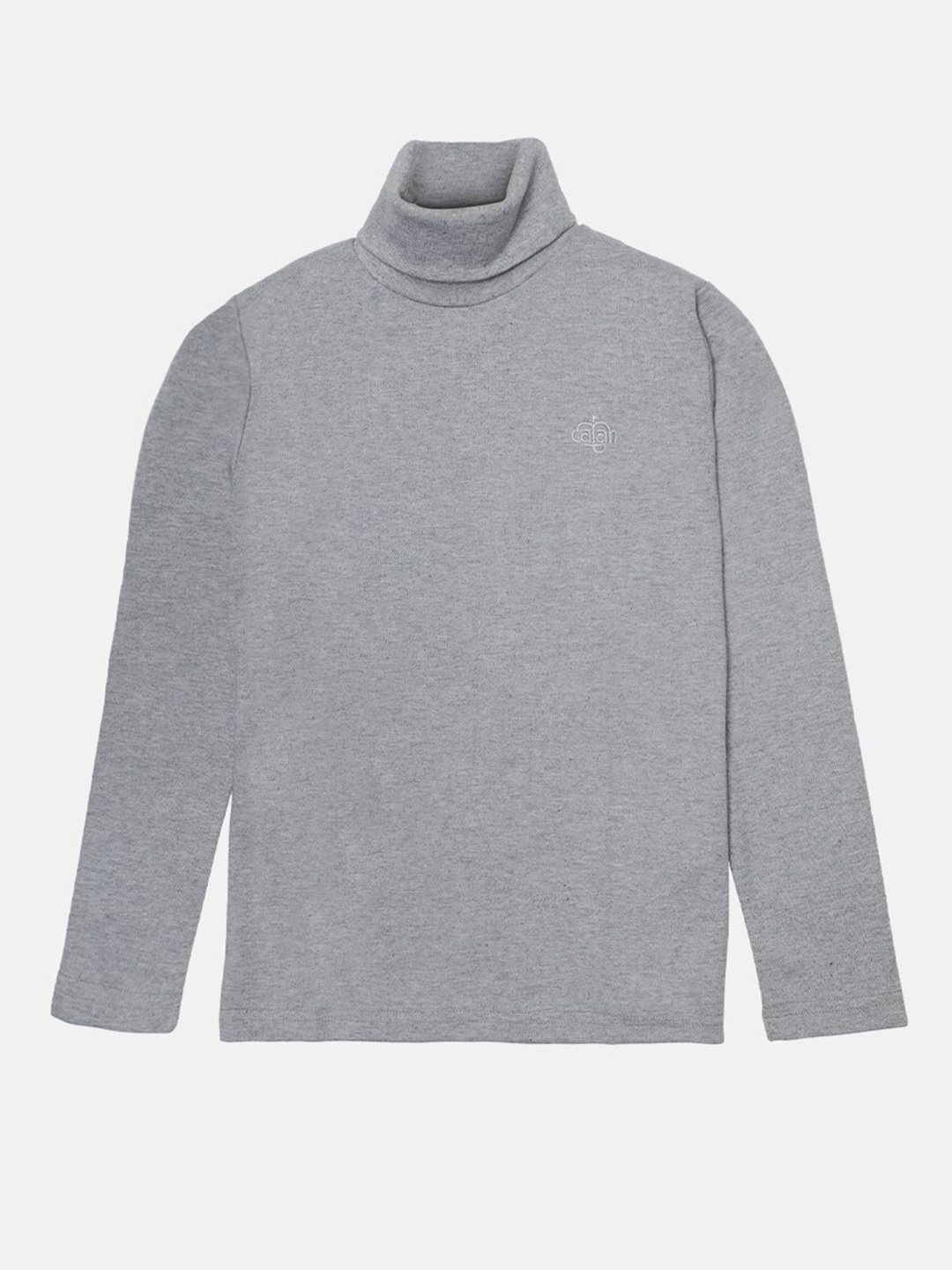 

CHIMPRALA Boys Grey High Neck Regular Fit Cotton Winter T-shirt