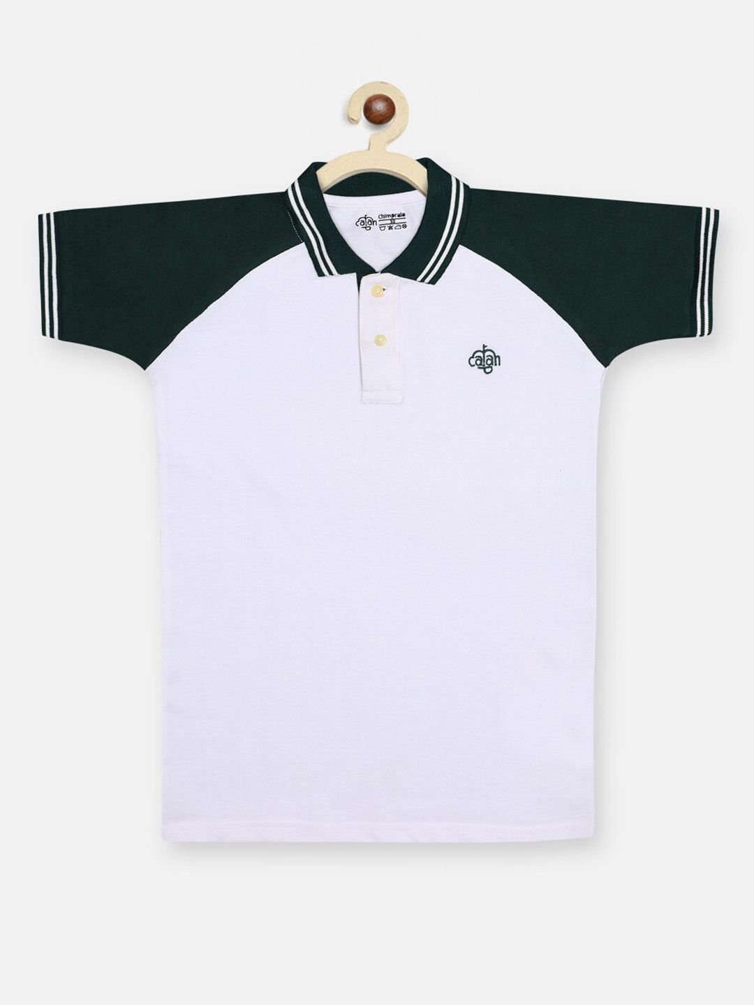 

CHIMPRALA Boys White Polo Collar T-shirt