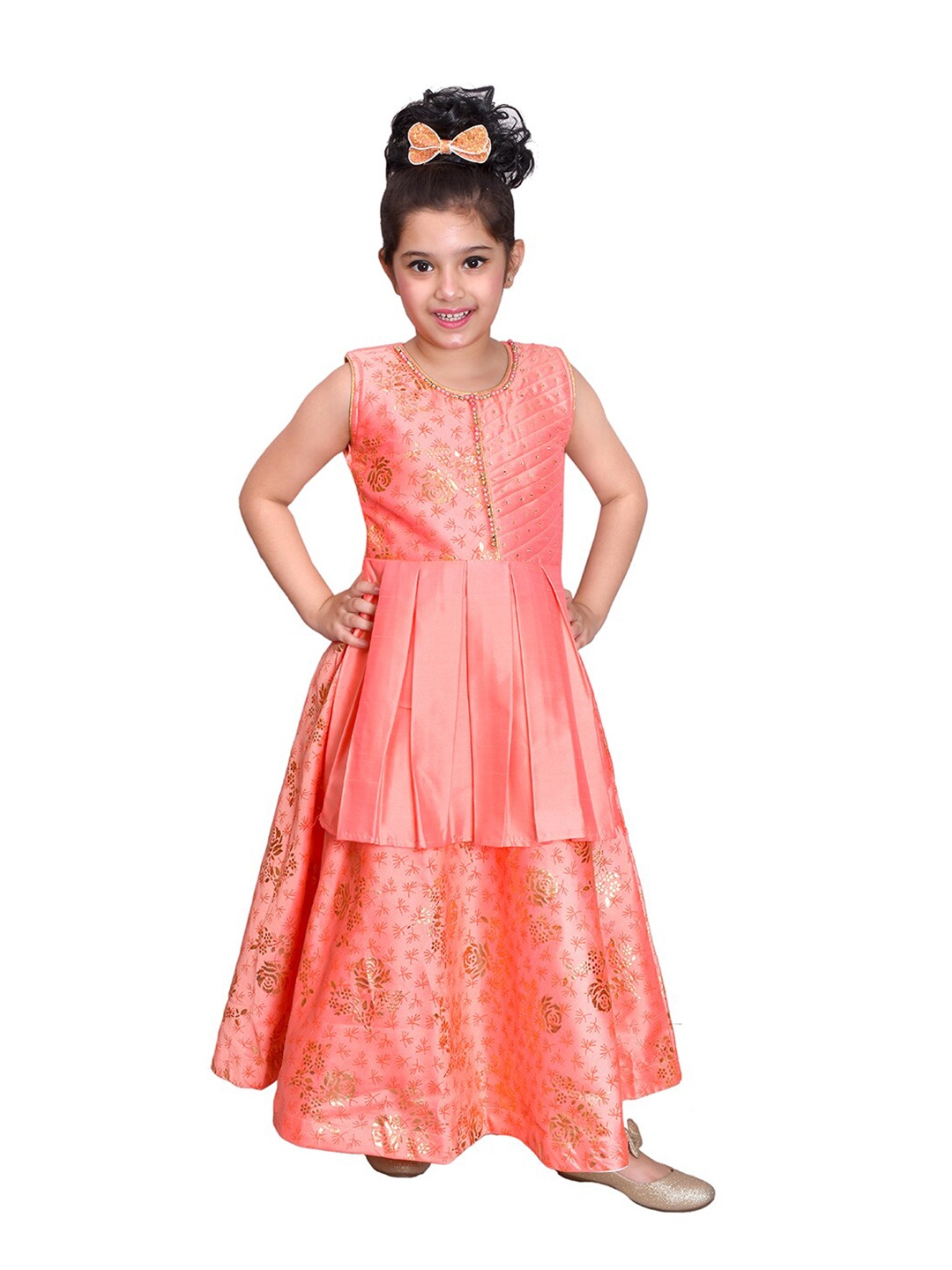 

SKY HEIGHTS Pink Satin Ethnic Fit & Flare Dress