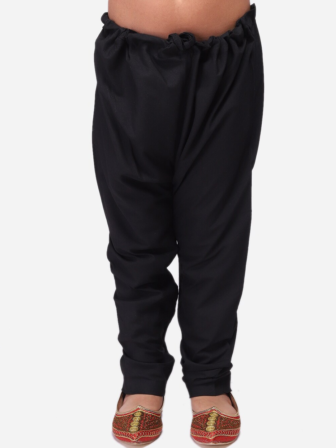 

NAMASKAR Boys Black Pure Silk Churidar