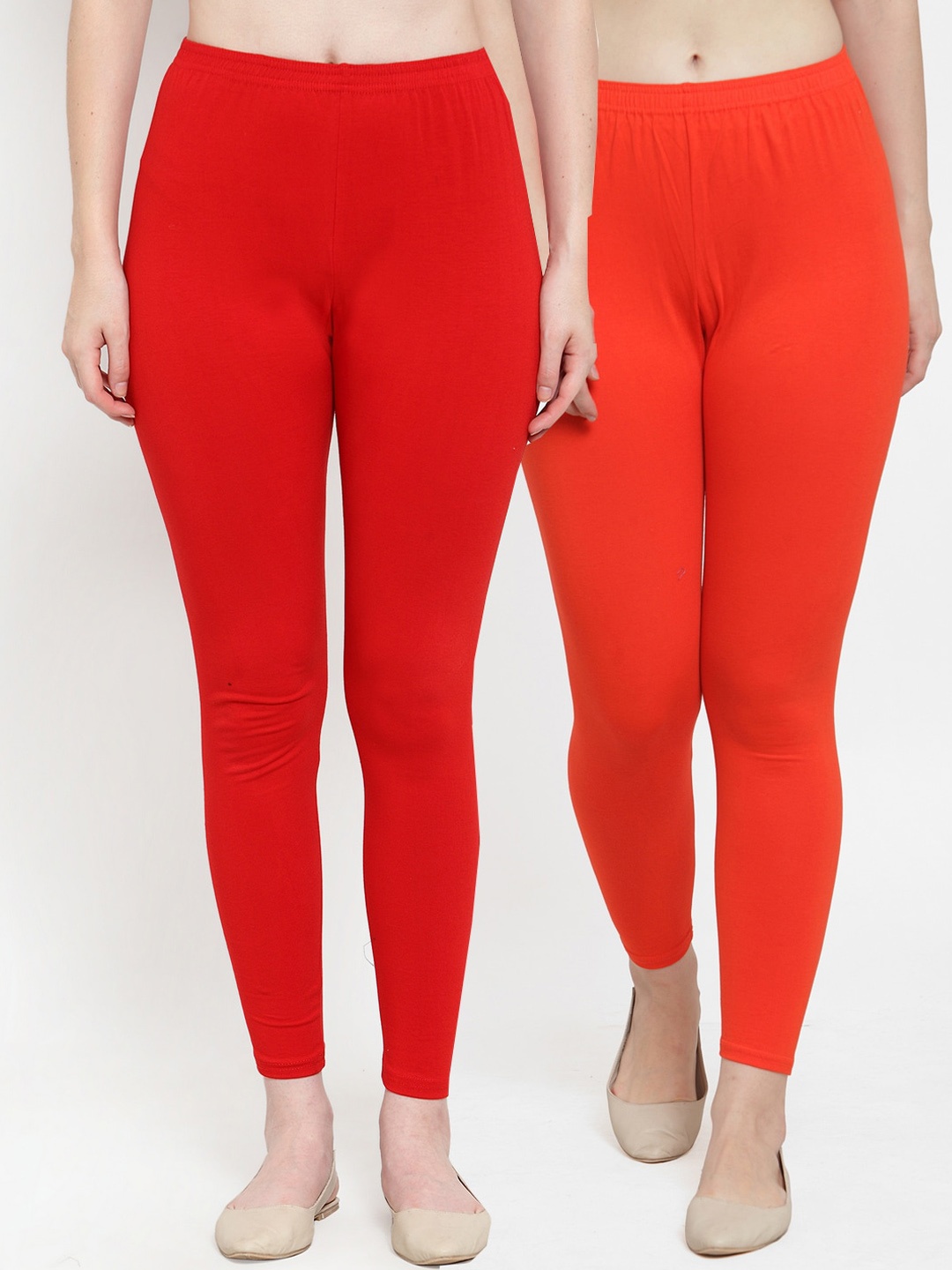 

Jinfo Women Pack Of 2 Ankle-Length Leggings, Red