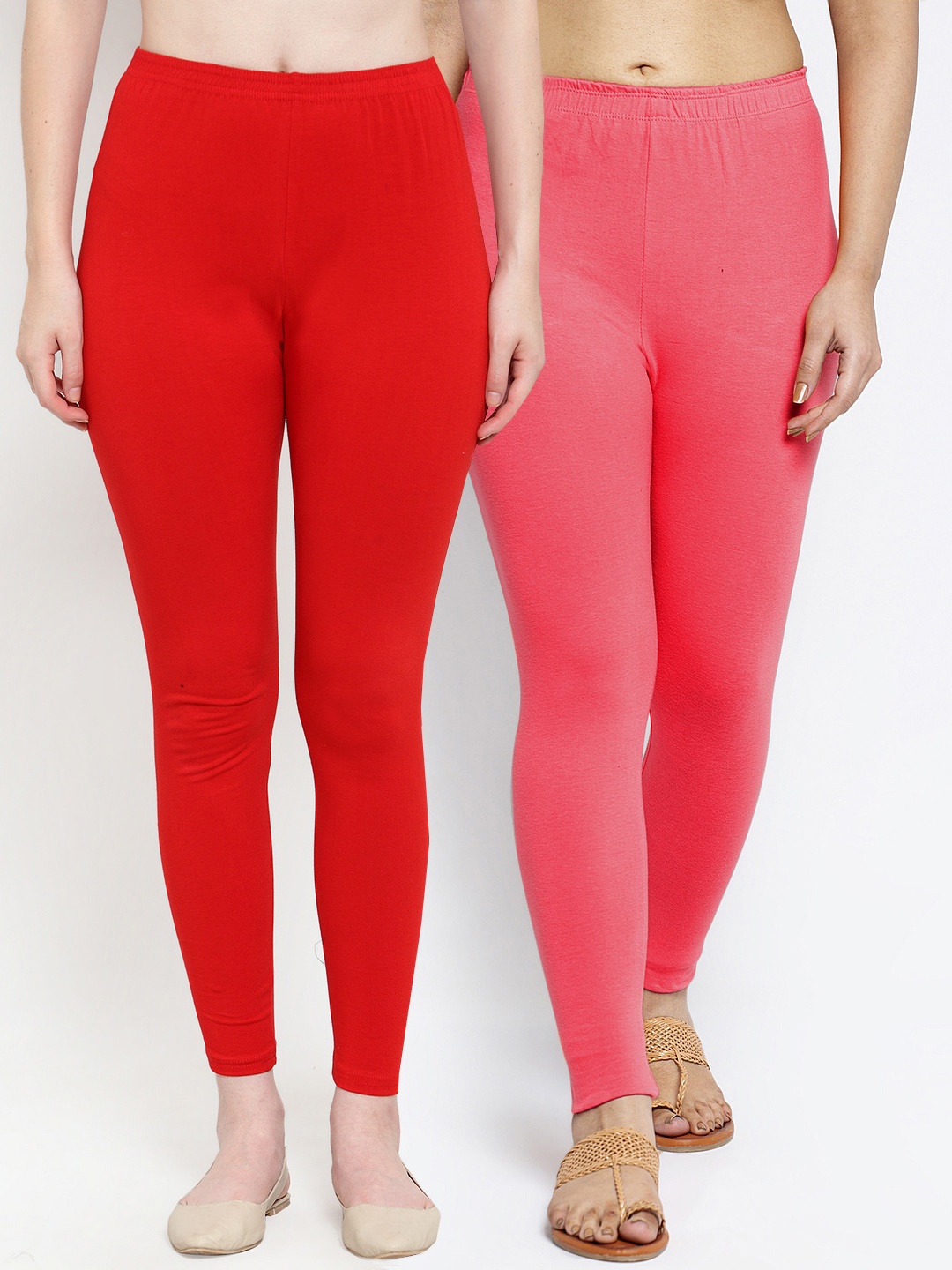 

Jinfo Women Pack Of 2 Ankle-Length Leggings, Red