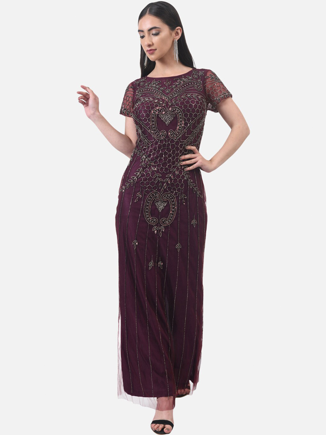 

ATTIC SALT Purple Embellished Maxi Dress