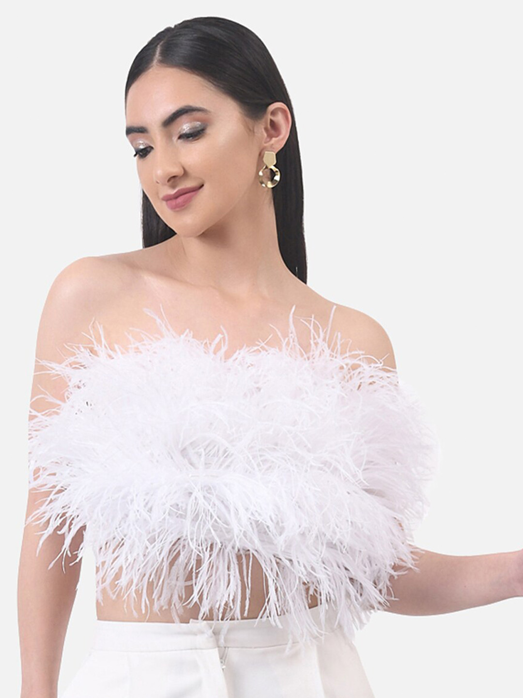 

ATTIC SALT White Off-Shoulder Bardot Crop Top