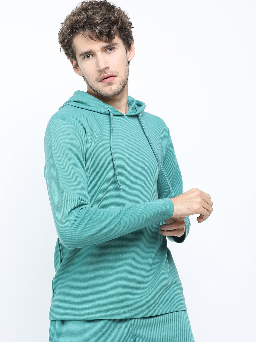 

HIGHLANDER Men Structured Hooded Regular Fit T-shirt, Teal