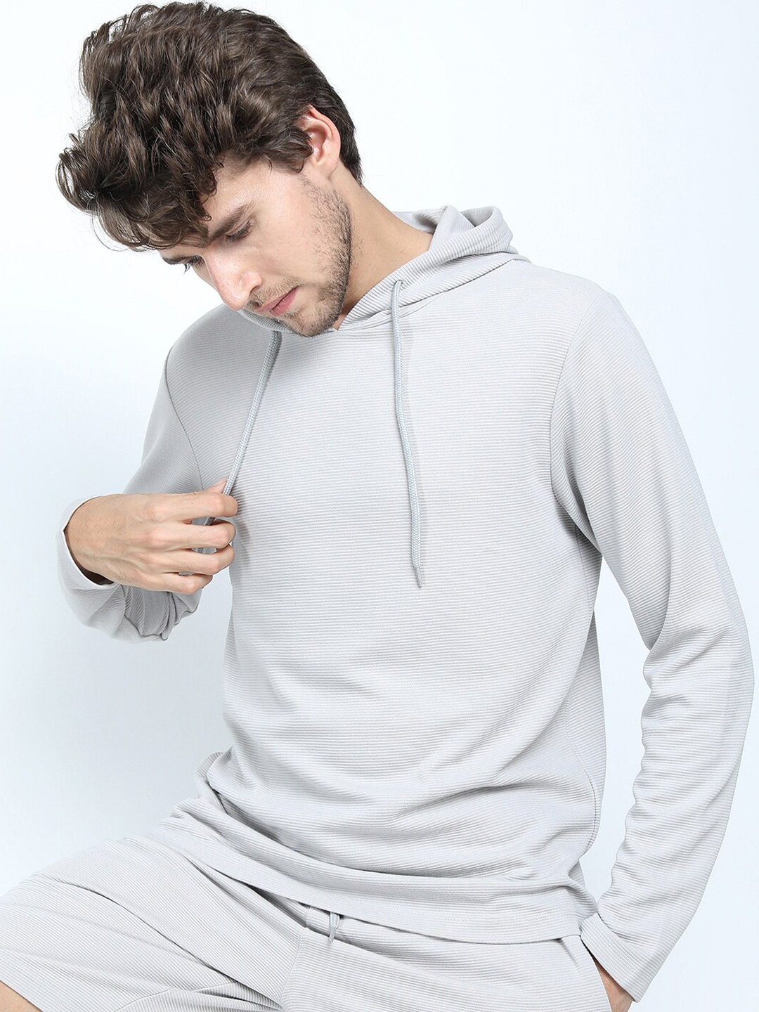 

HIGHLANDER Men Structured Hooded Regular Fit T-shirt, Grey