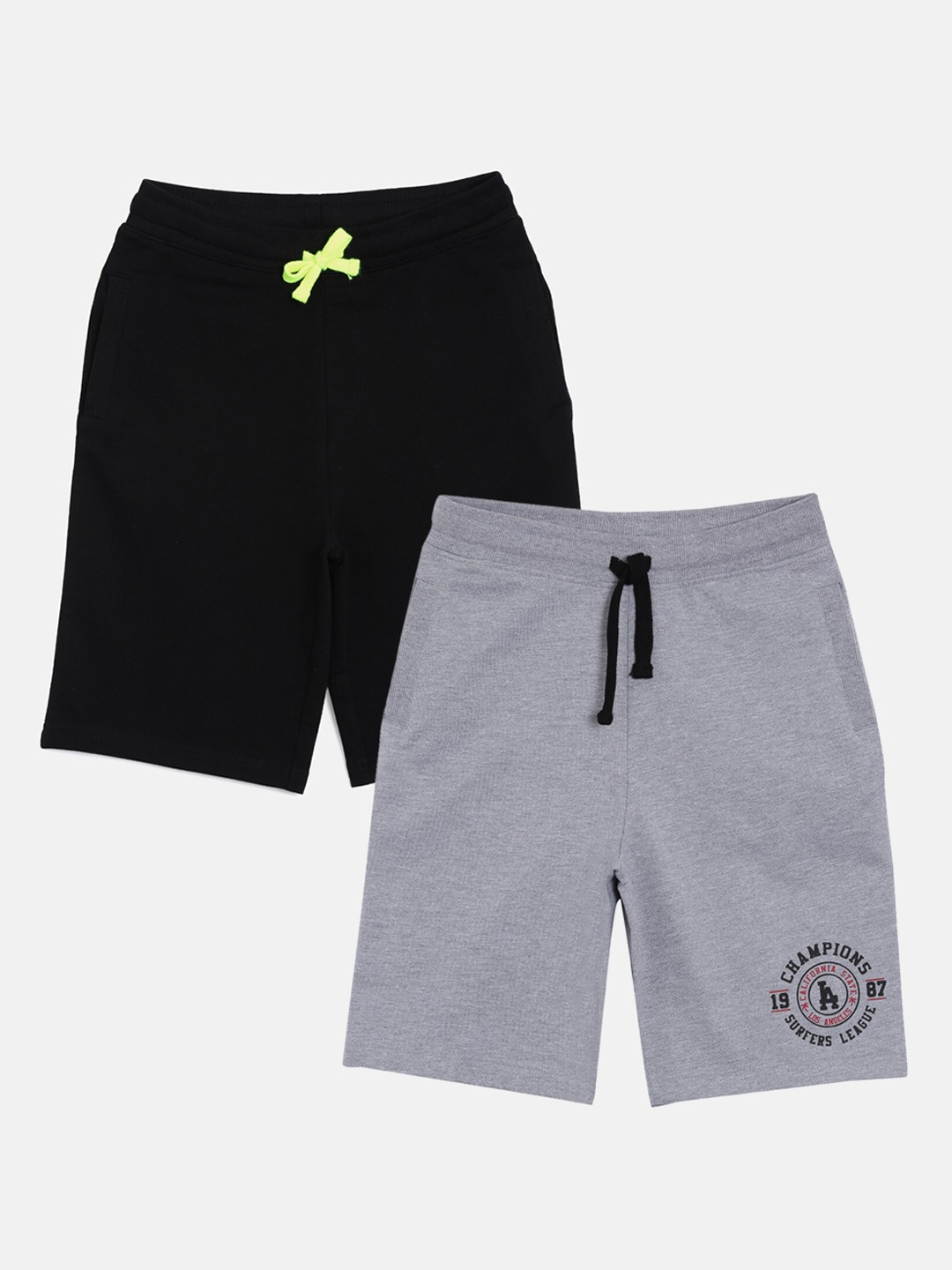 

3PIN Boys Pack Of 2 Cotton Shorts, Grey