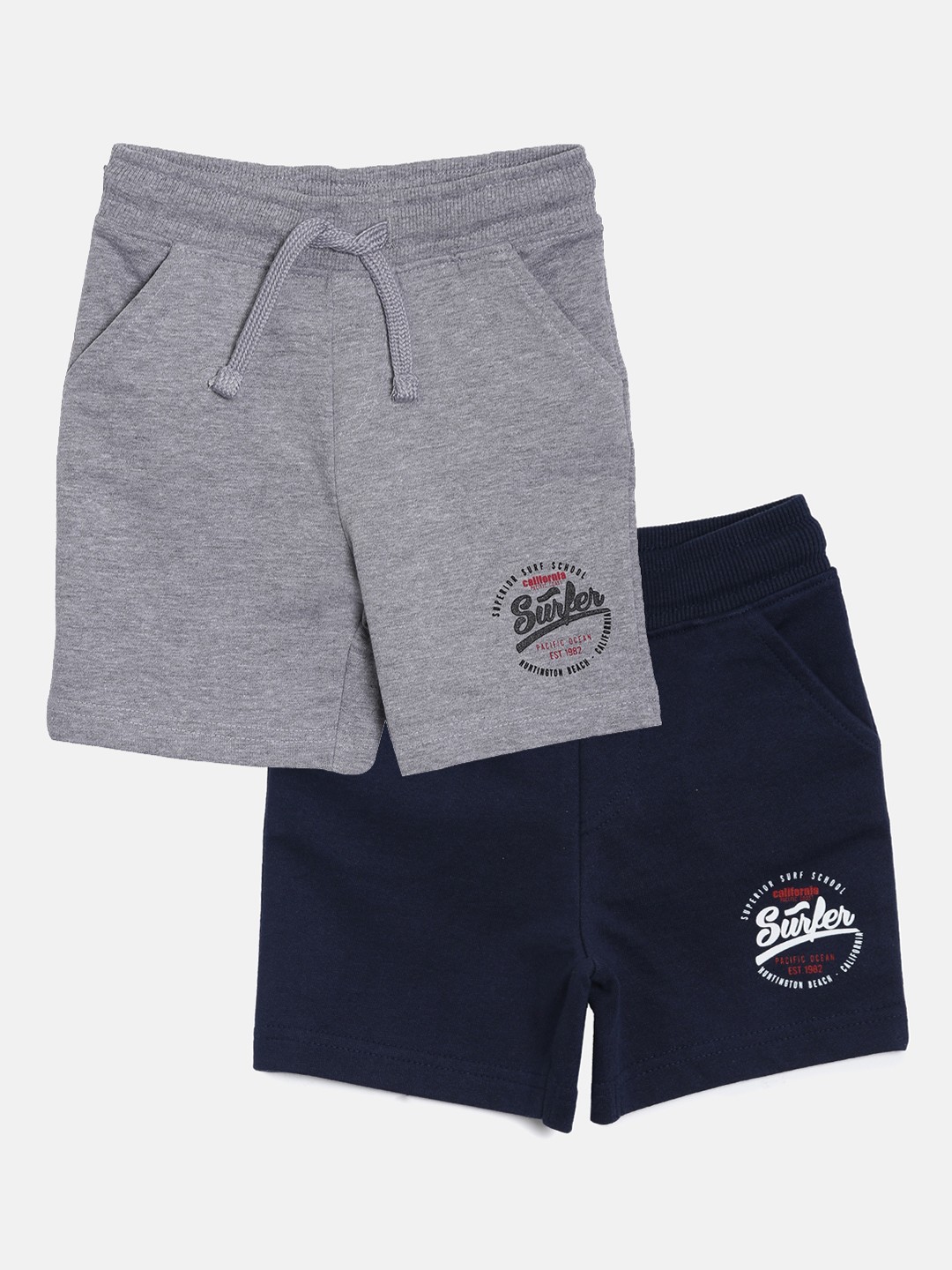 

3PIN Boys Pack of 2 Navy Blue & Grey Regular Shorts