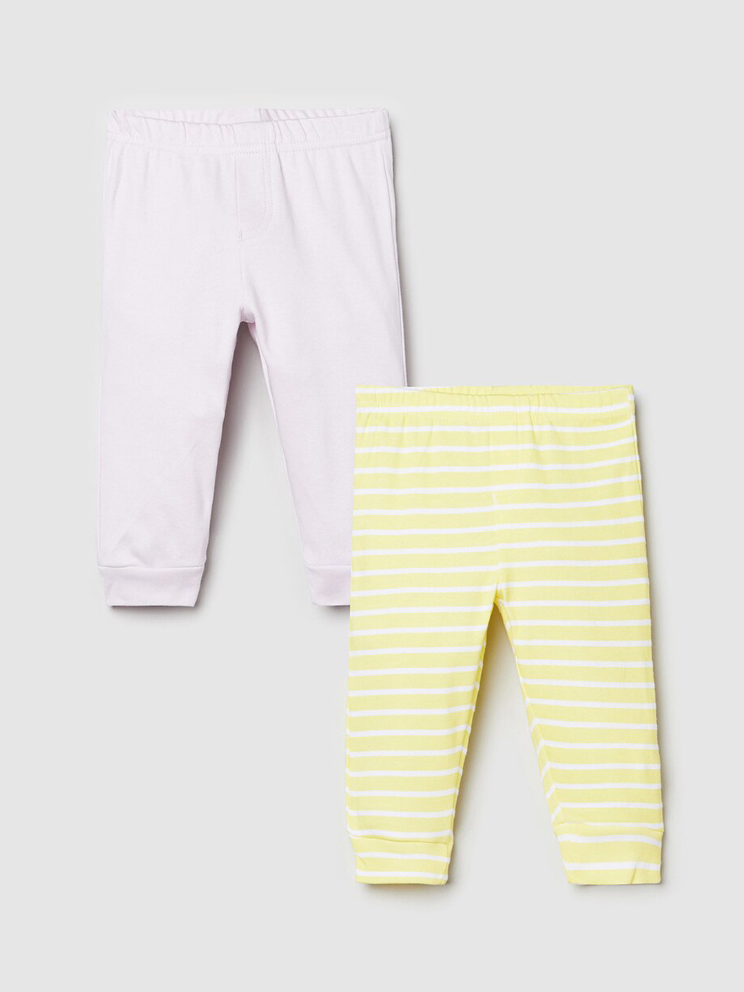 

max Girls Pack of 2 Yellow & White Cotton Lounge Pants