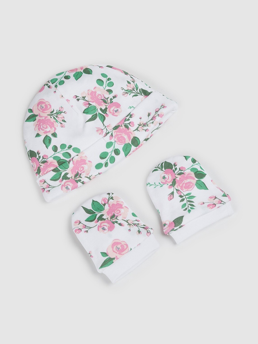

max Infant Girls Pink & White Printed 3-Piece Pure Cotton Baby Apparel Gift Set
