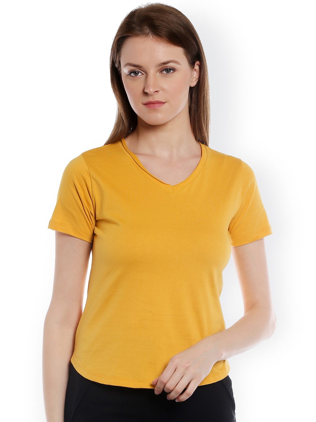 

Style Quotient Women Mustard Yellow Regular Fit T-shirt