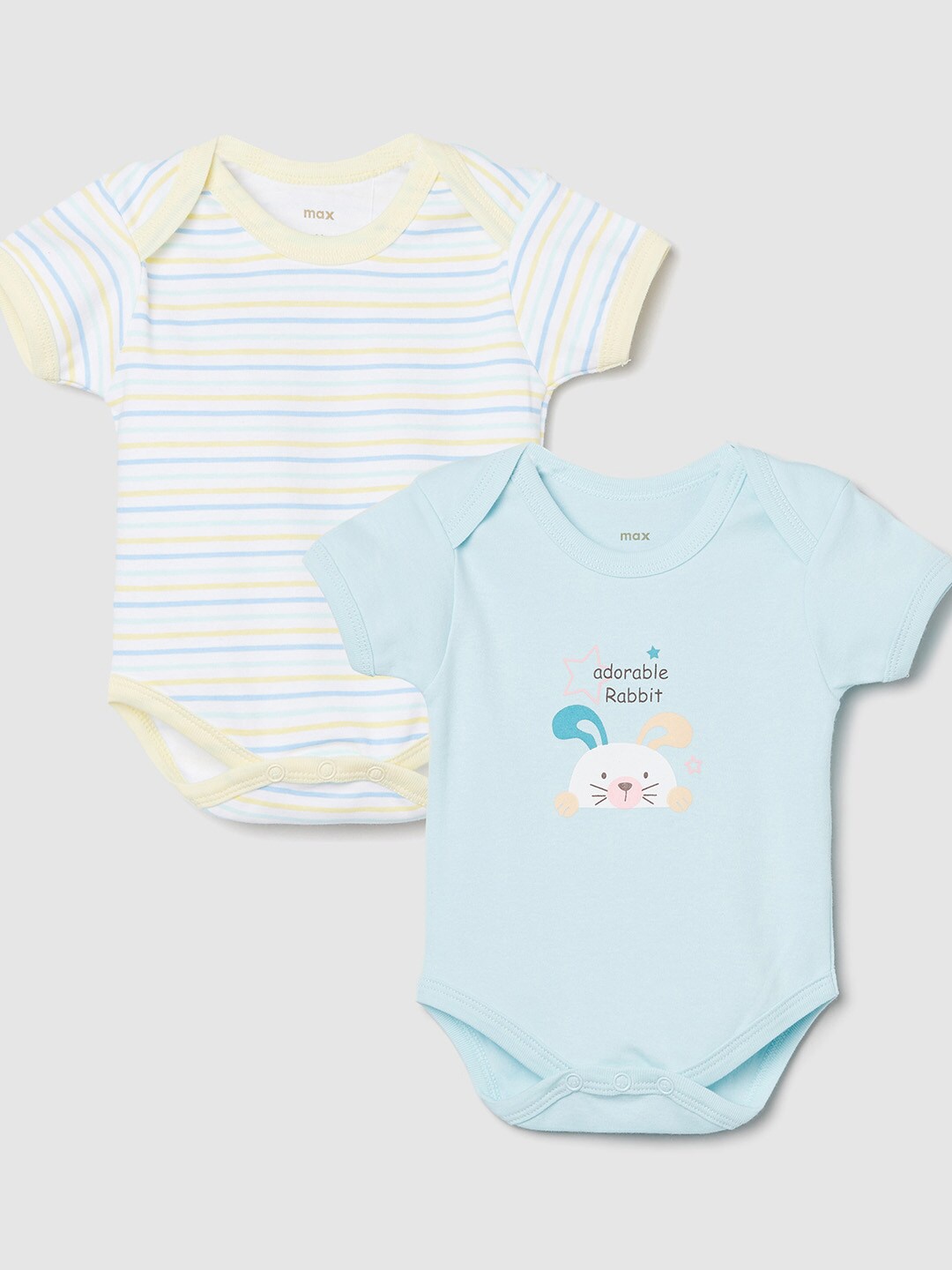 

max Infant Girls Pack Of 2 Anti-Bacterial Bodysuit, Blue