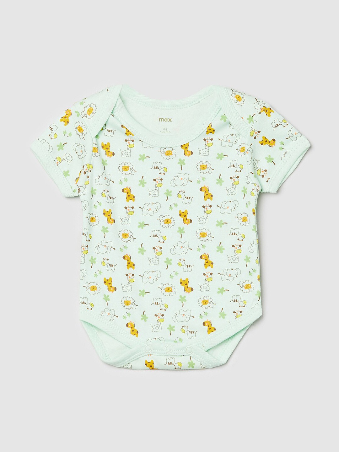 

max Infant Boys Green & White Pack of 2 Anti-Bacterial Bodysuit