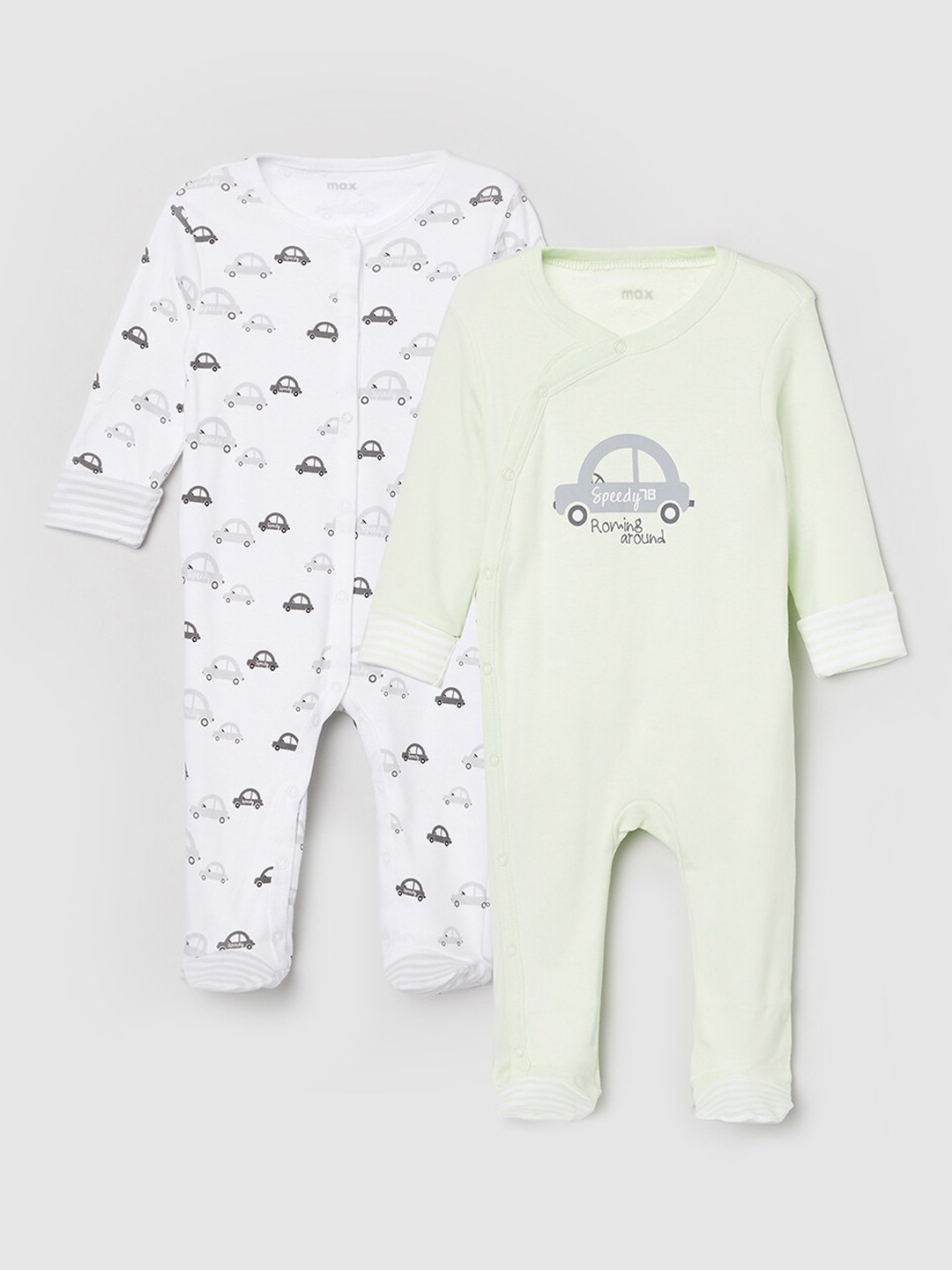 

max Infant Boys Pack of 2 Anti-Bacterial Sleepsuit, Green