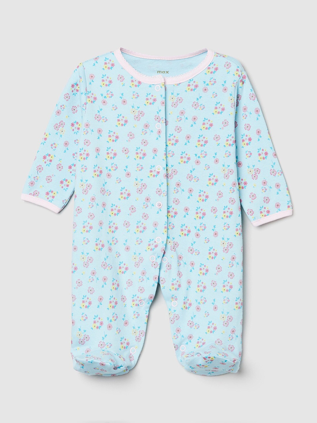

max Infant Girls Blue & Pink Printed Anti-Bacterial Sleepsuit