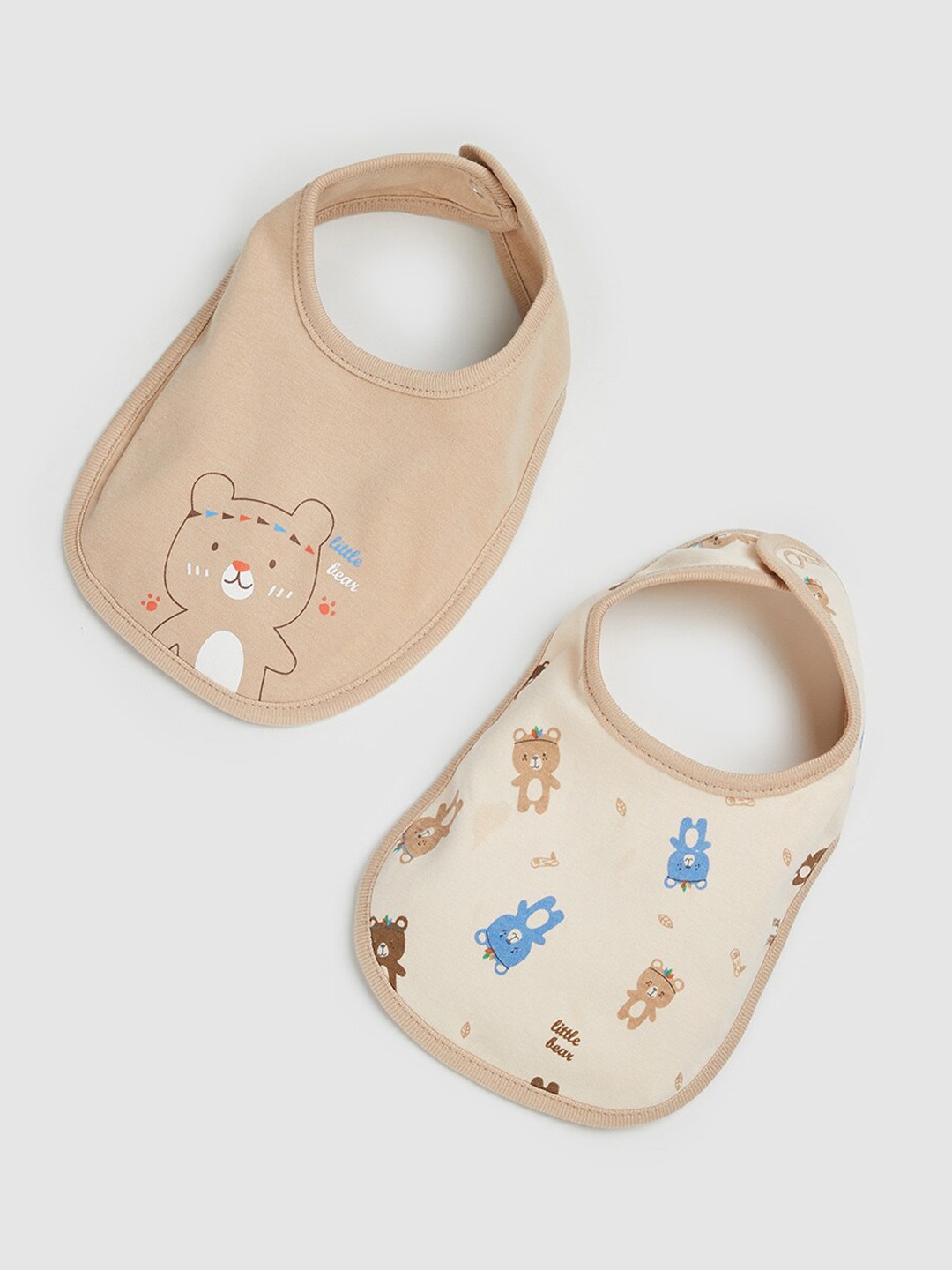 

max Infant Boys Pack Of 2 Printed Pure Cotton Bibs, Cream