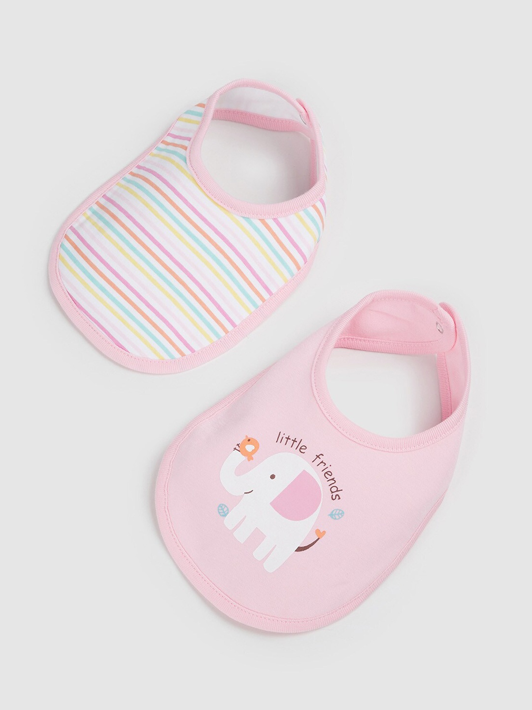 

max Infant Girl Pack Of 2 Pure Cotton Bibs, Pink