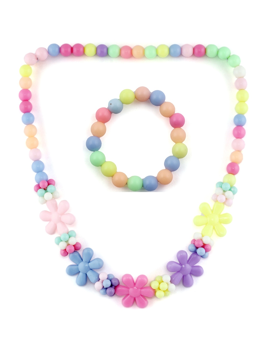 

EL REGALO Girls Yellow Pink Beaded Jewellery Set