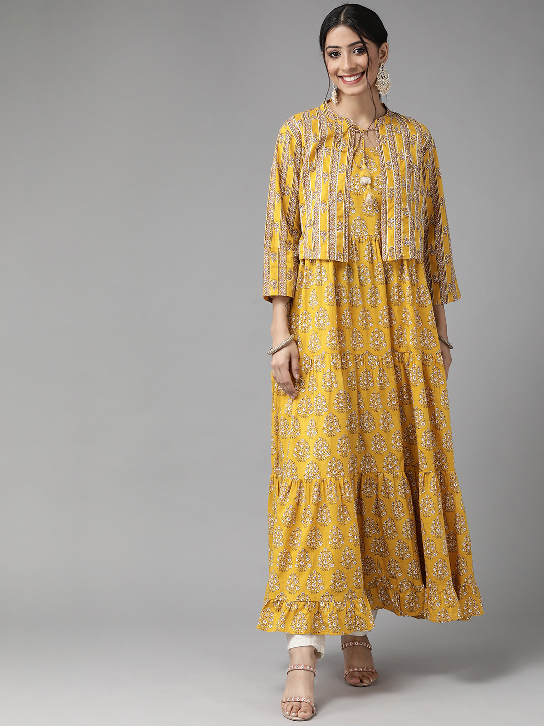 

Cayman Women Yellow Ethnic Motifs Printed Kurta