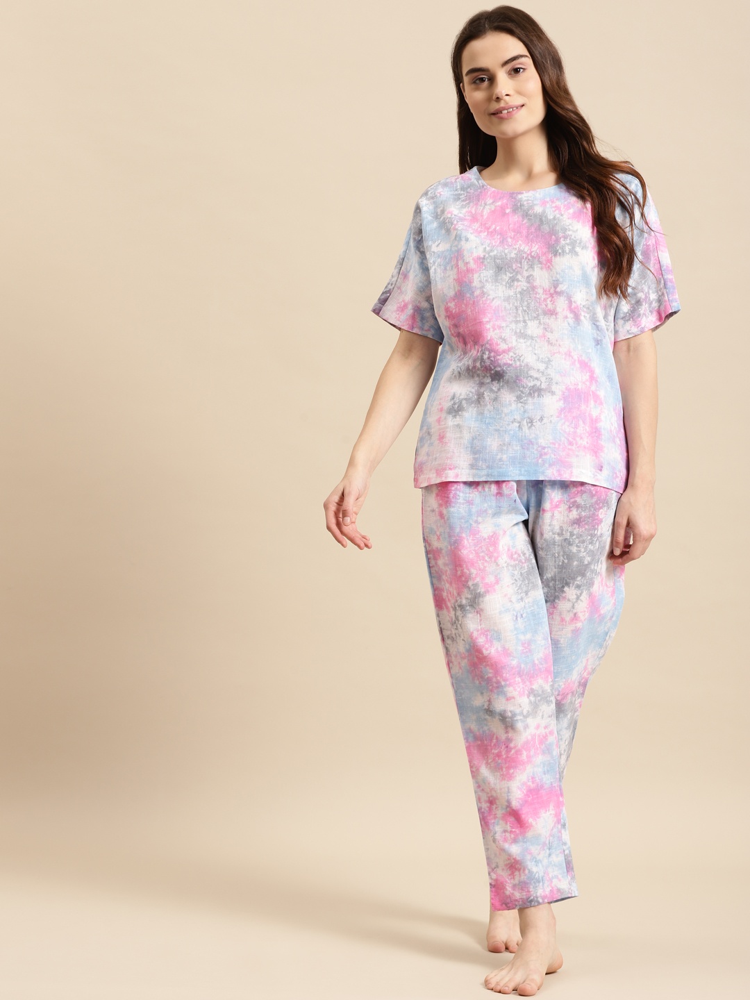 

Prakrti Women Multicoloured Printed Cotton Night suit, Multi